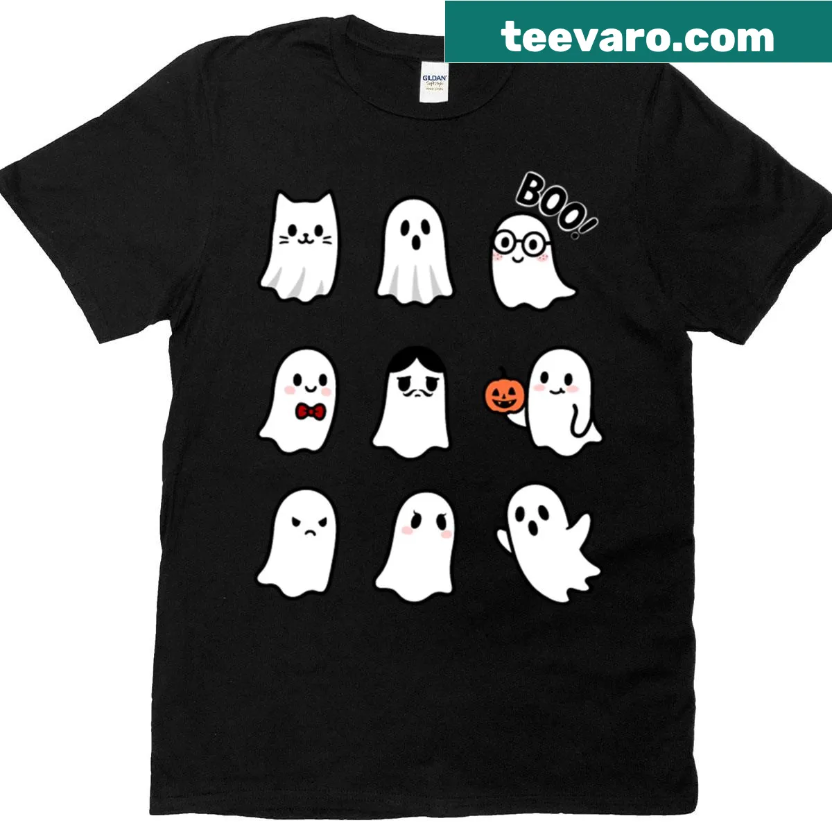 Cartoon ghosts celebrating a party on a T-shirt — on a men's t-shirt