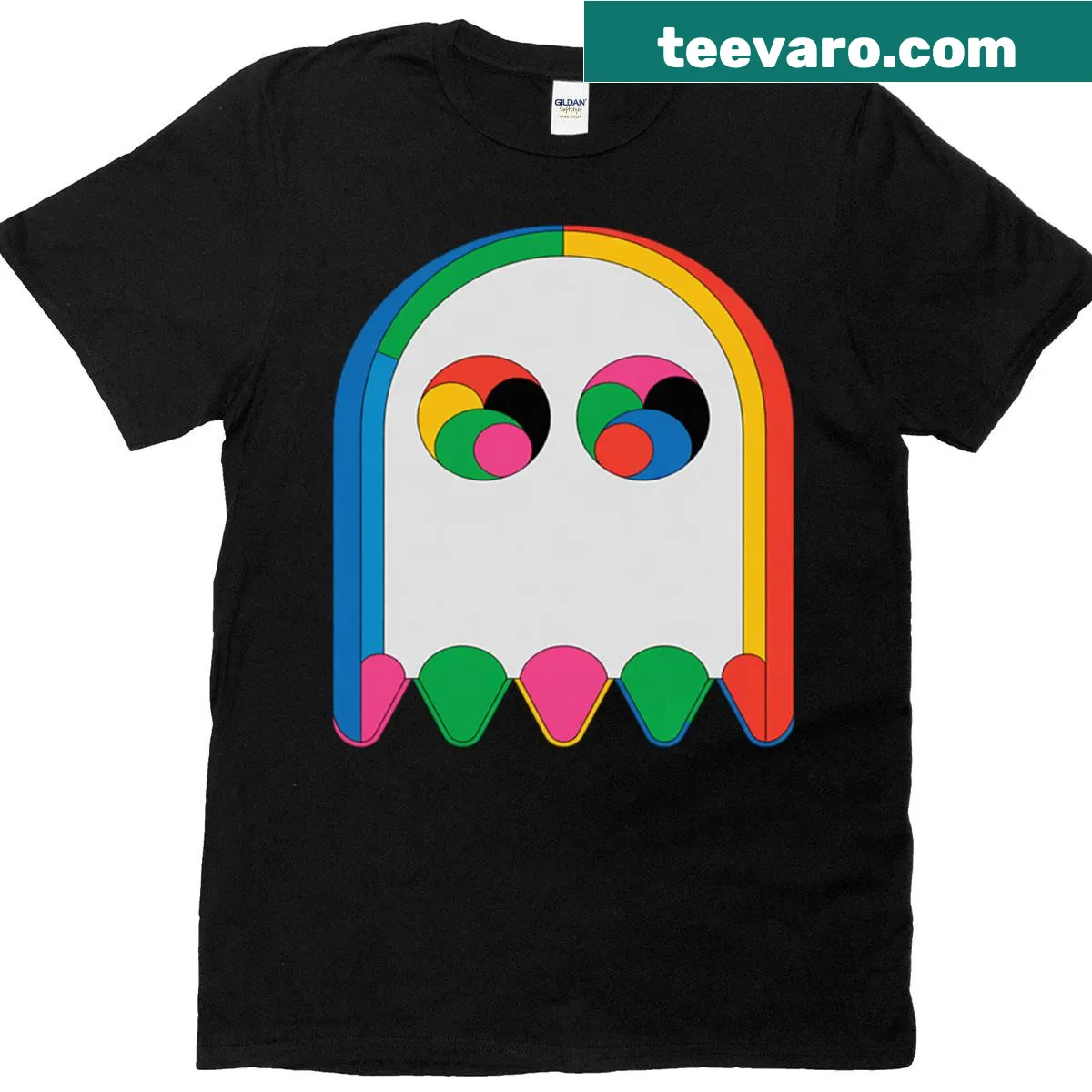 Vaporwave themed t-shirt for Halloween with music party elements. — on a men's t-shirt
