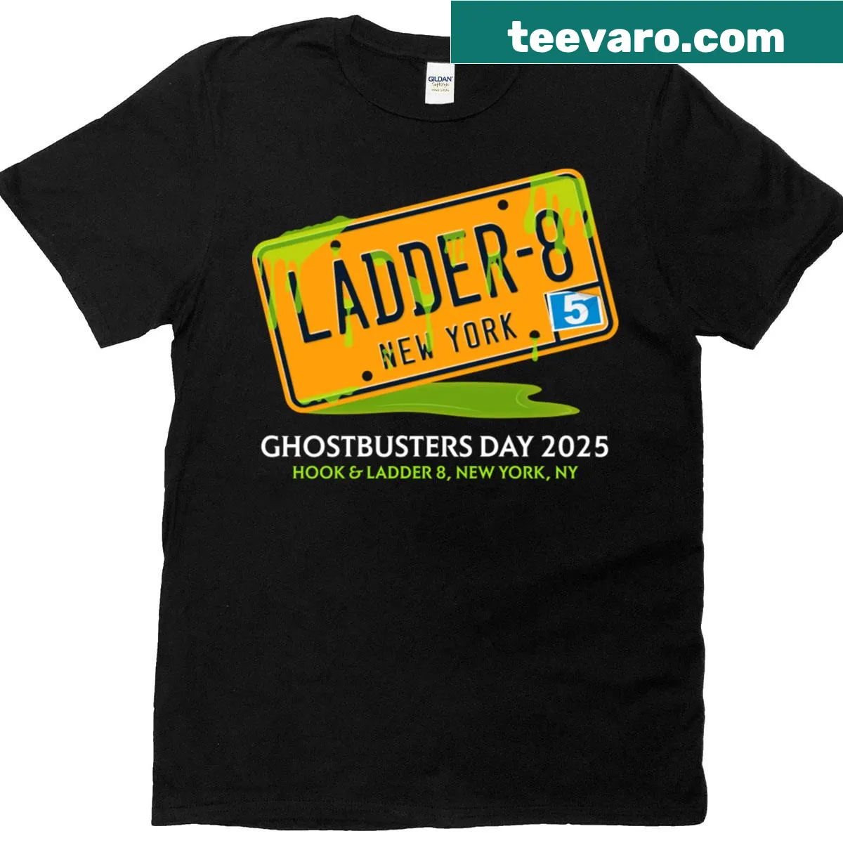 Text design for Ghostbusters Day 2025 on a T-shirt — on a men's t-shirt