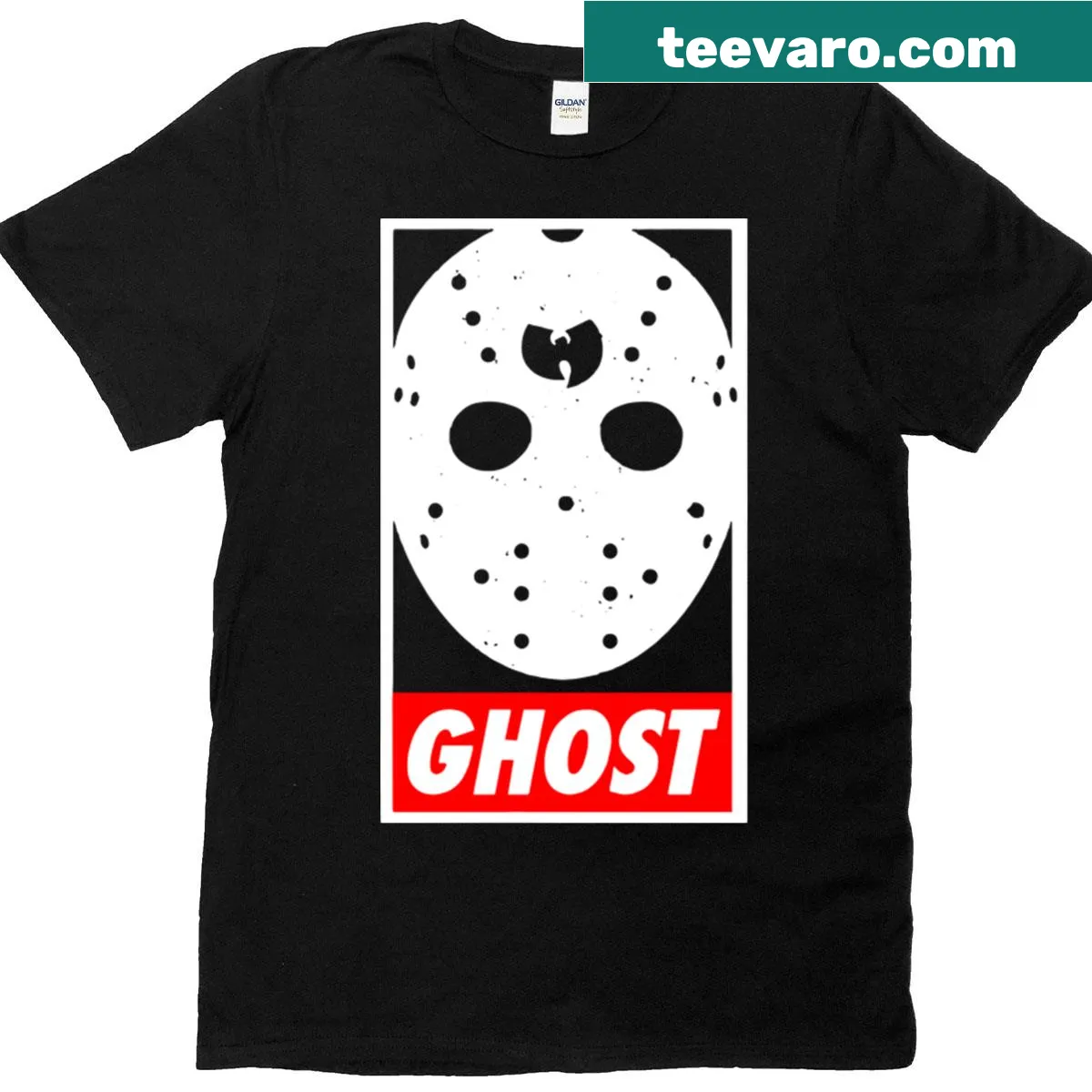 Graphic of Ghostface character on a hip-hop themed t-shirt — on a men's t-shirt