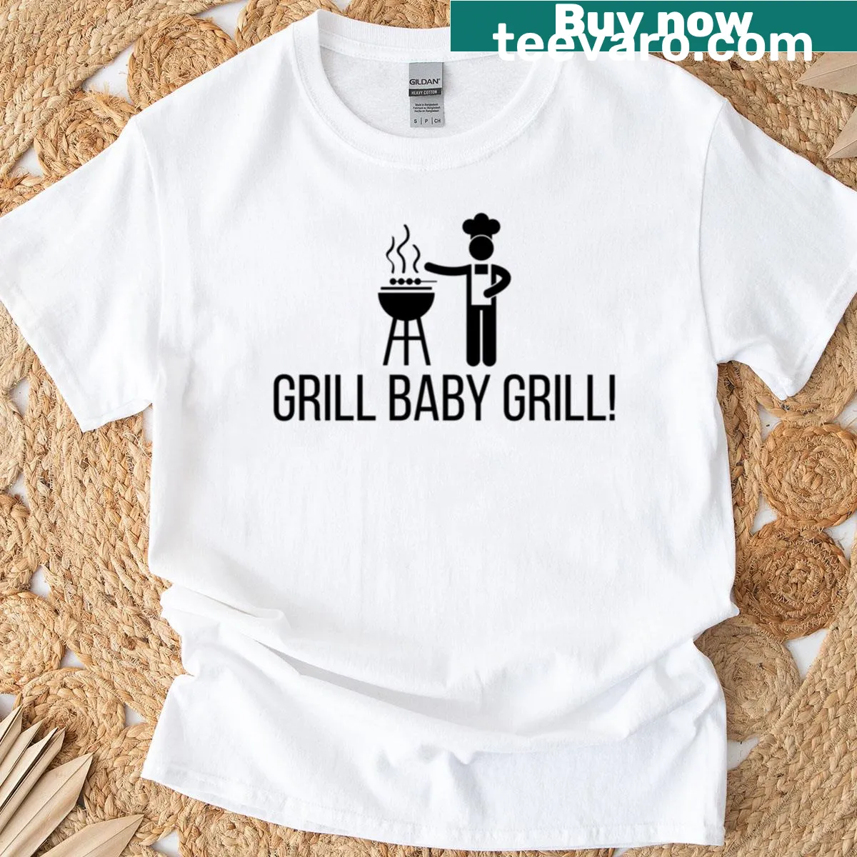 BBQ-themed T-shirt with bold text declaring love for grilling — on a men's t-shirt