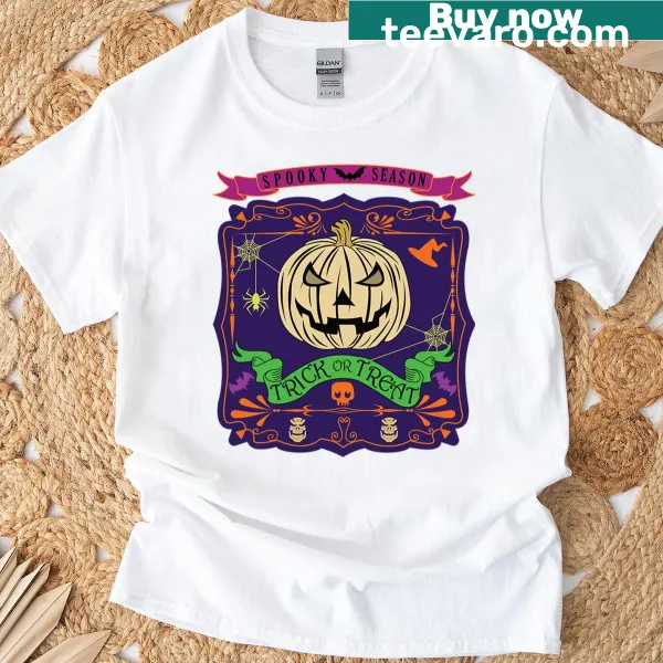 Vintage Halloween t-shirt featuring traditional spooky imagery