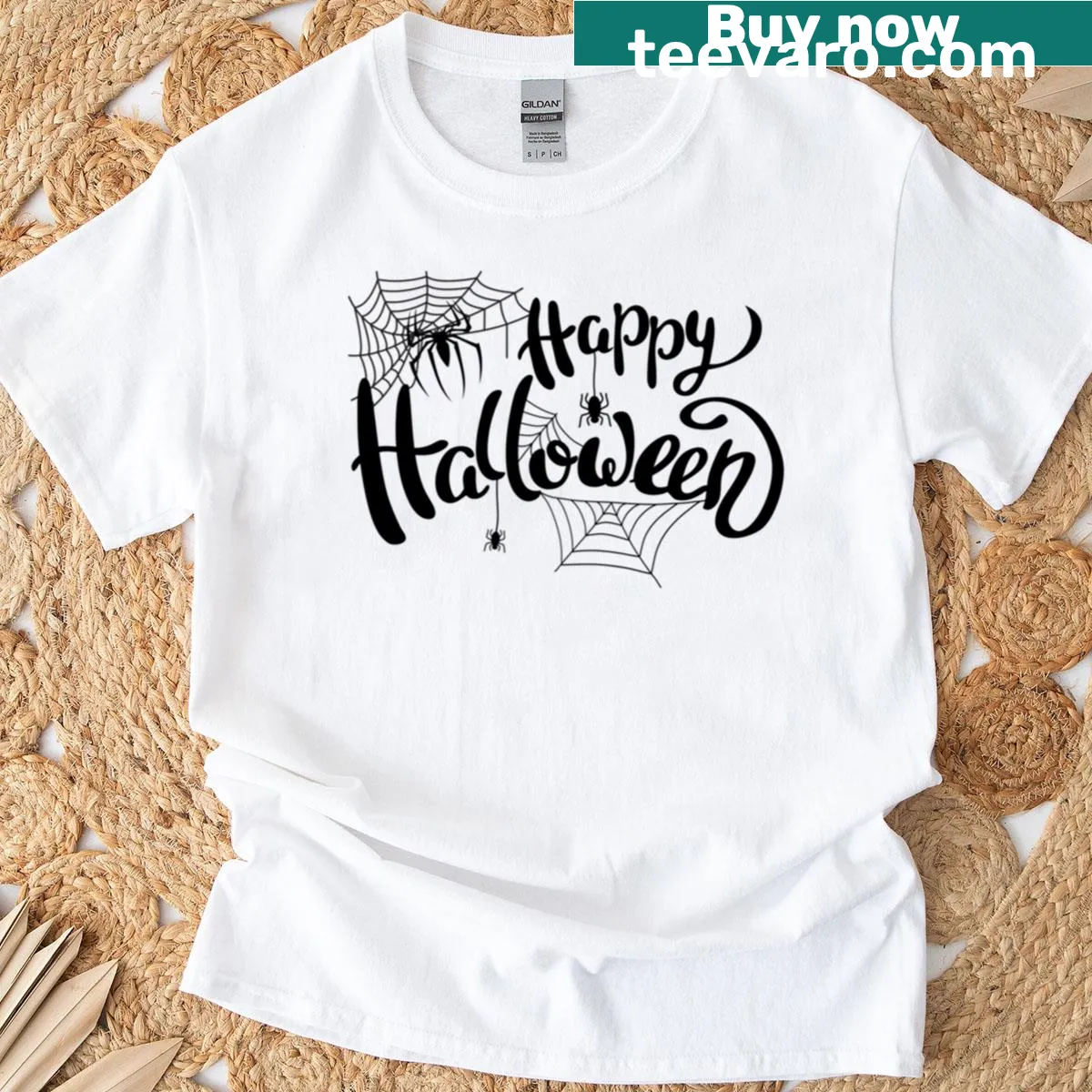 Family-friendly Halloween t-shirt with fun festive graphics — on a men's t-shirt