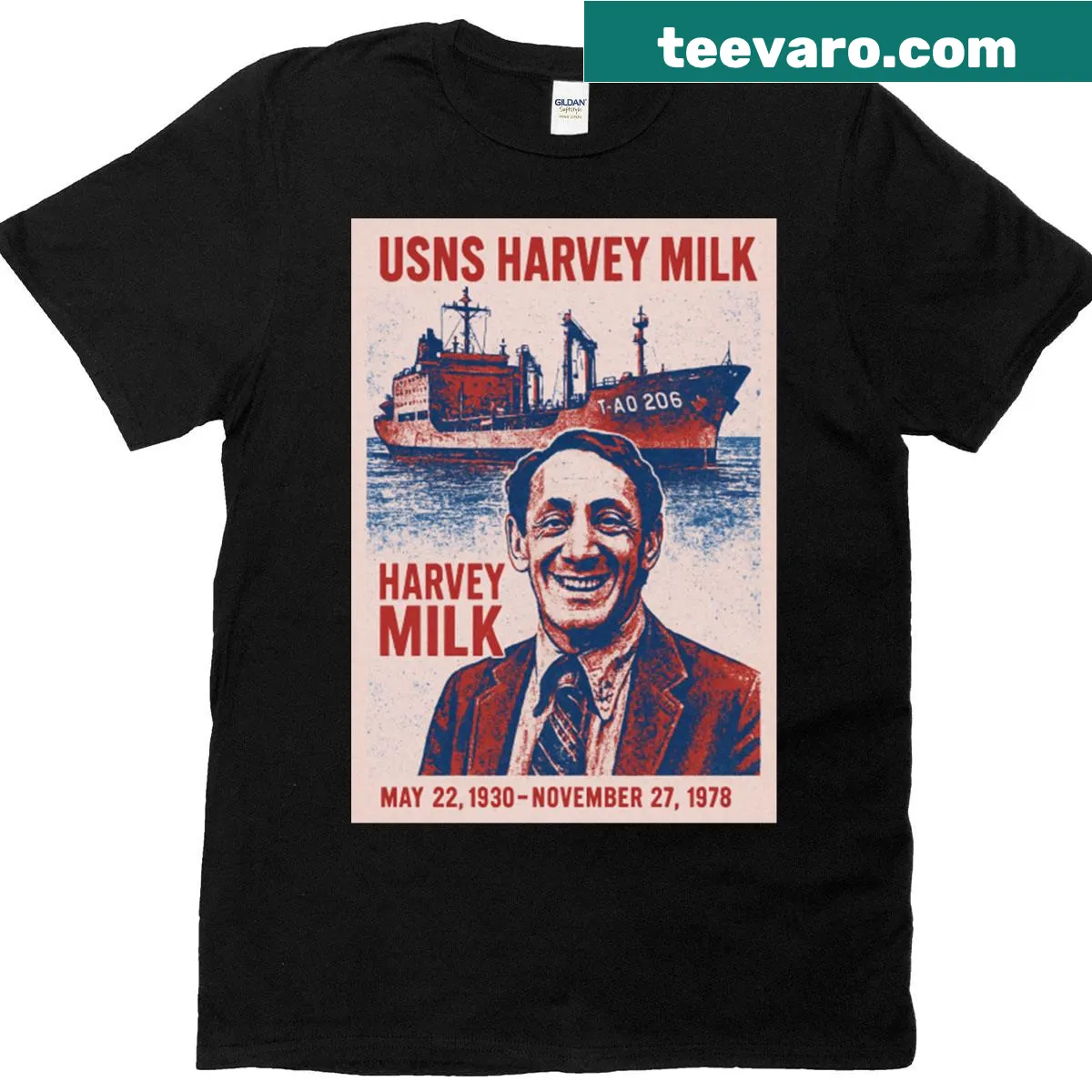 Equality for All text T-shirt honoring Harvey Milk's legacy — on a men's t-shirt