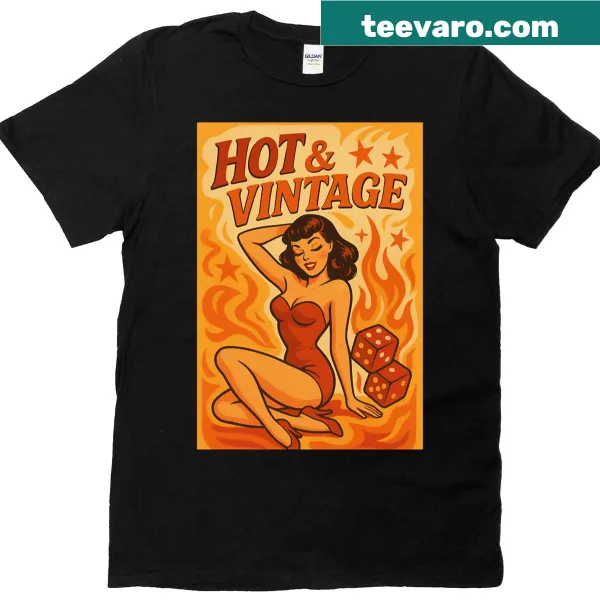 Illustration of a playful pinup girl on a T-shirt