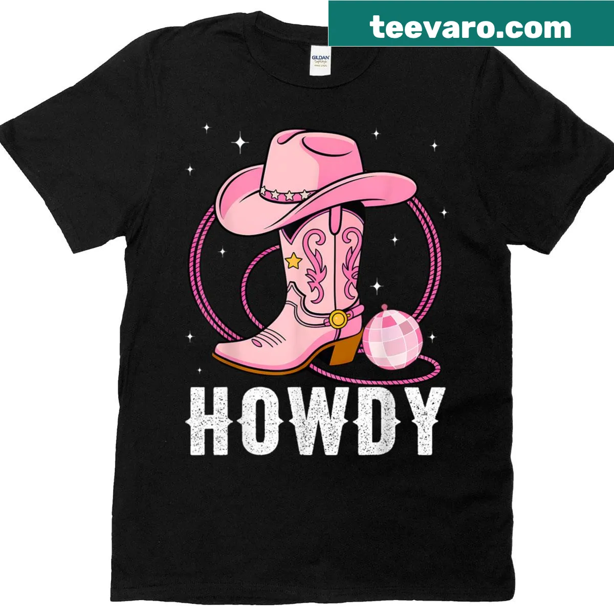 Charming cowgirl T-shirt designed for women with a playful rodeo theme. — on a men's t-shirt