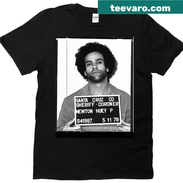 Iconic mugshot illustration t-shirt honoring Huey Newton