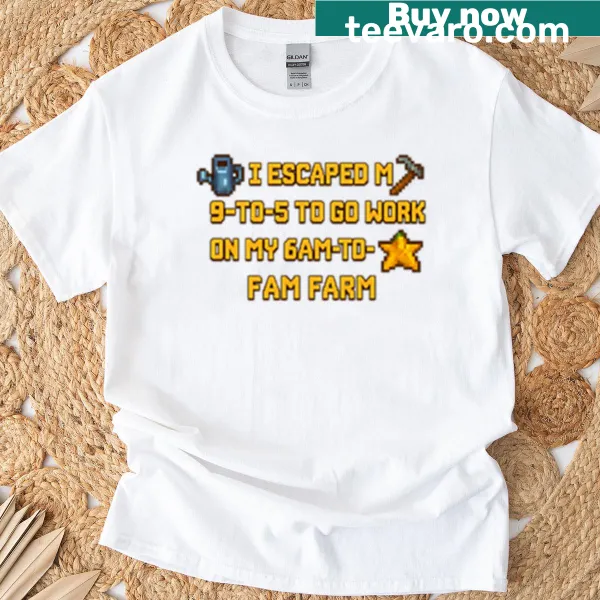T-shirt featuring the quote 'I Escaped My 9-to-5' in gaming style