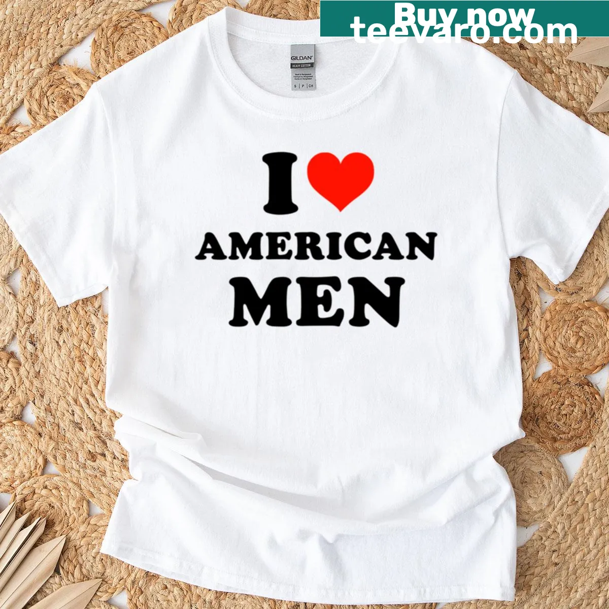 Charming t-shirt showing love for American men — on a men's t-shirt