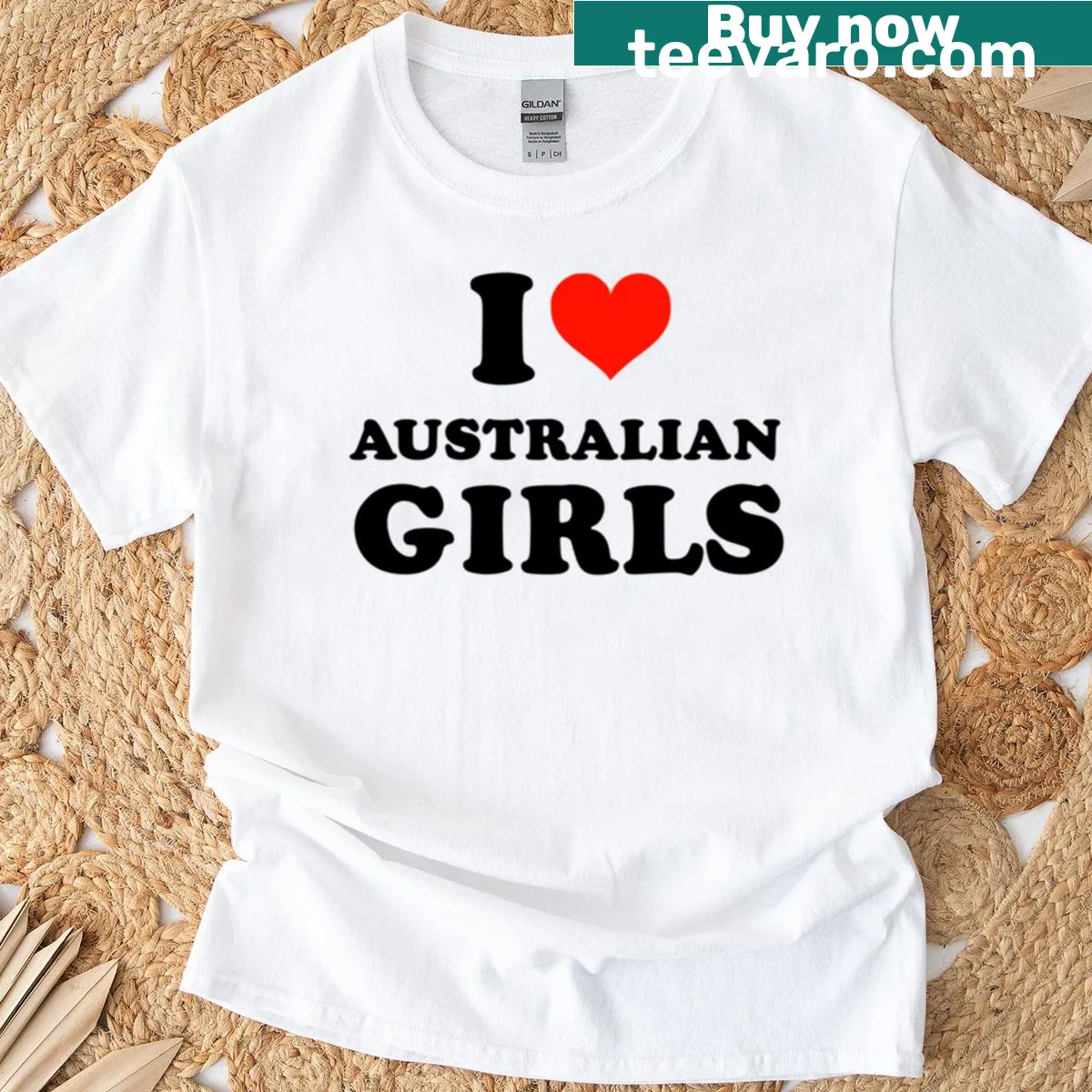 Oversized t-shirt with the phrase 'I Love Australian Girls' in playful typography — on a men's t-shirt
