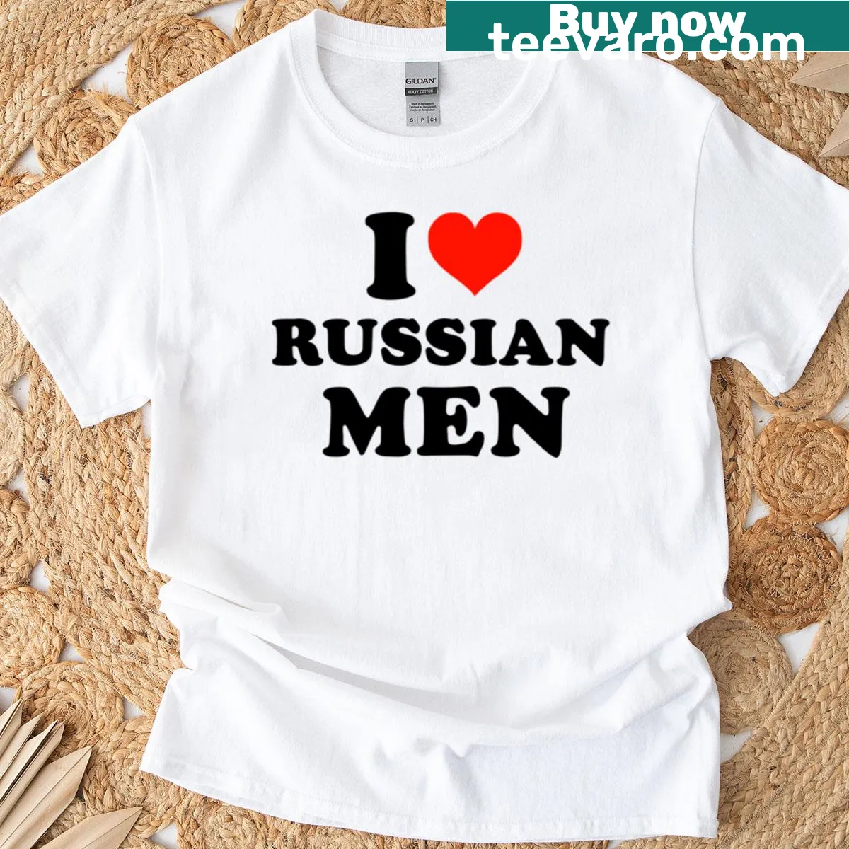 Heartfelt I Love Russian Men t-shirt with appealing design — on a men's t-shirt