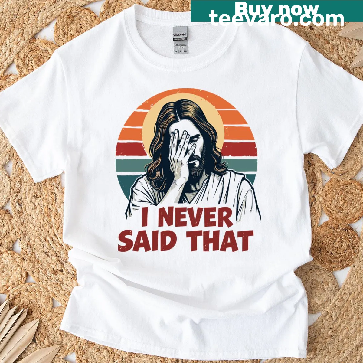 Funny t-shirt with the phrase 'I Never Said That Jesus Cant Even' — on a men's t-shirt
