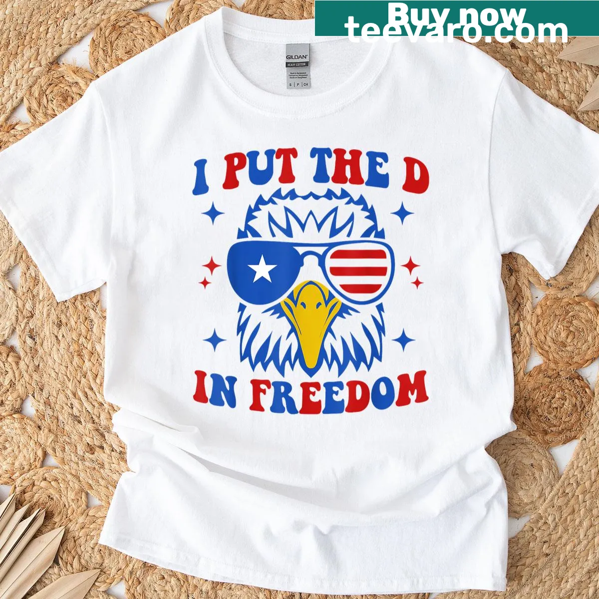 Funny typography I Put D In Freedom matching couples t-shirt — on a men's t-shirt