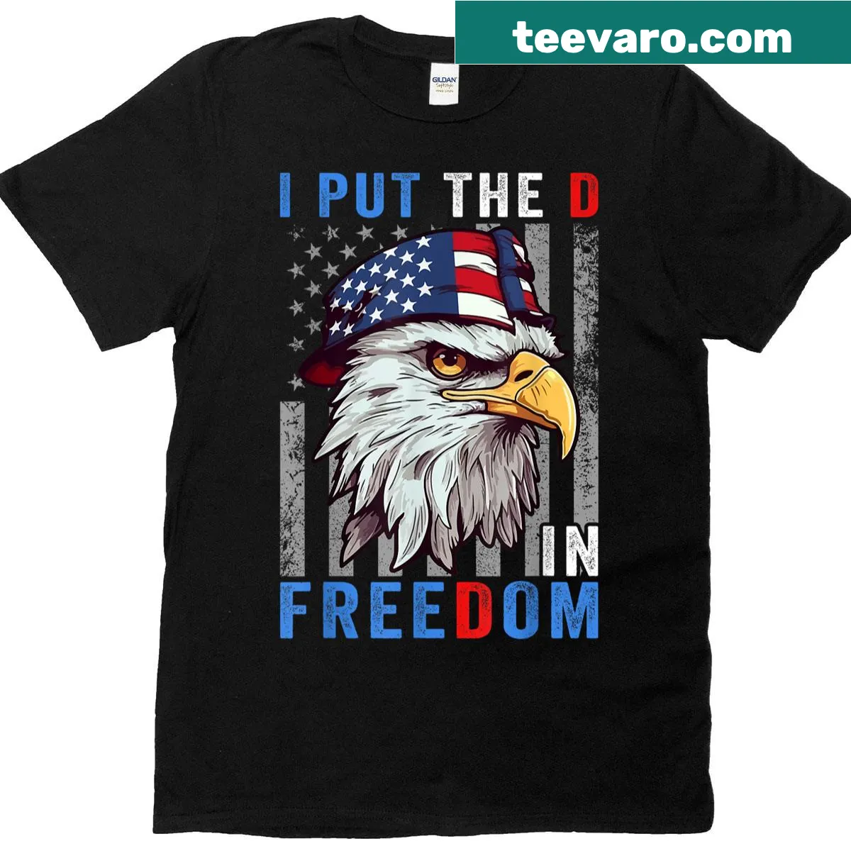 Funny Fourth of July T-shirt with patriotic slogan and USA flag design — on a men's t-shirt