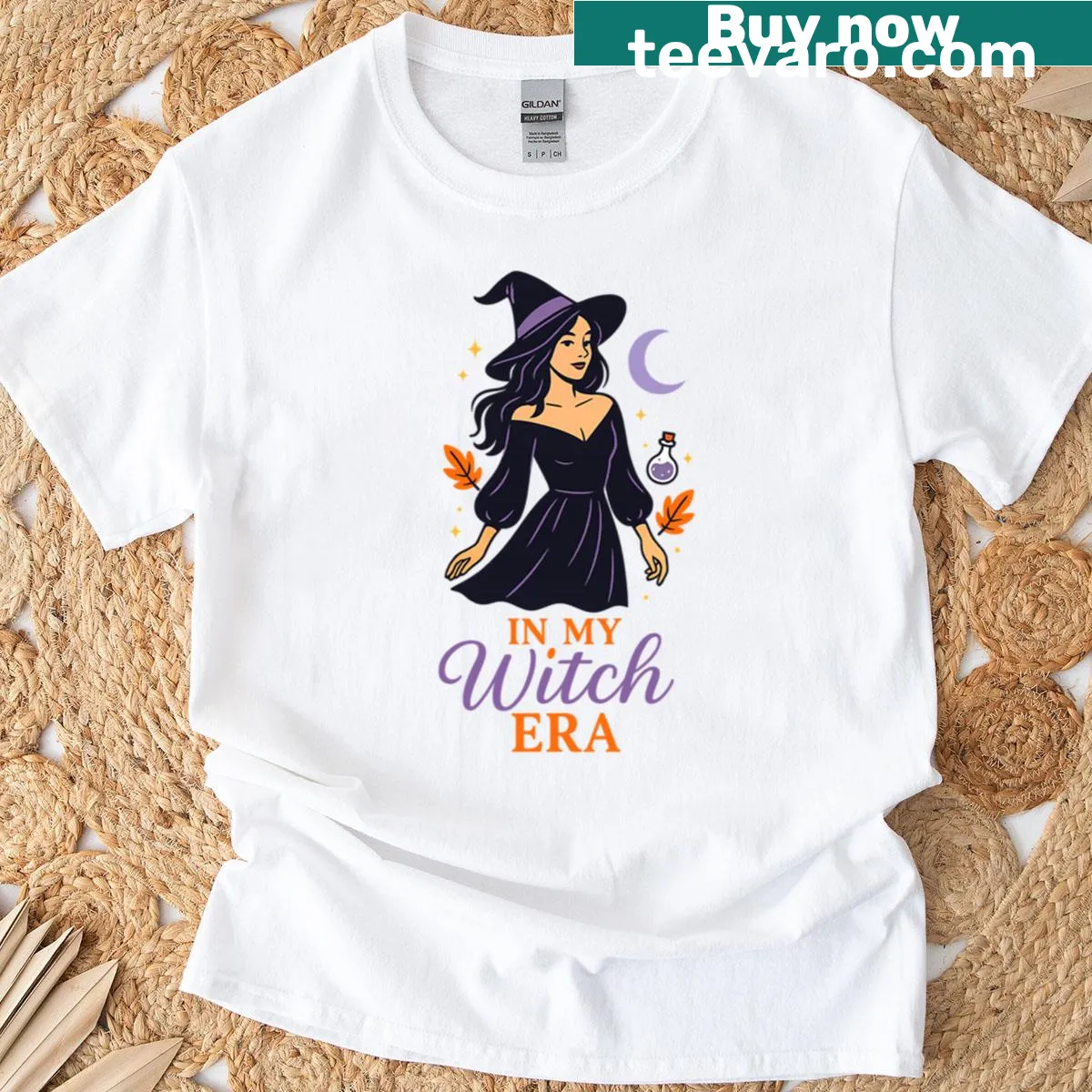 Whimsical witchcore design featuring moons, leaves, and potions — on a men's t-shirt