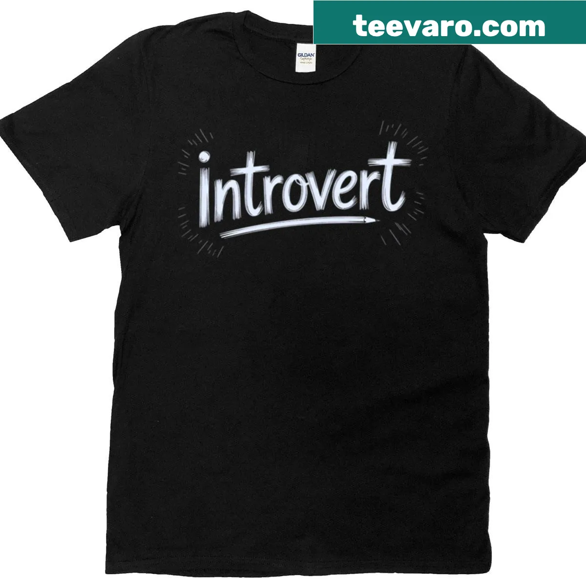 Handwritten quote design on an introvert-themed t-shirt — on a men's t-shirt