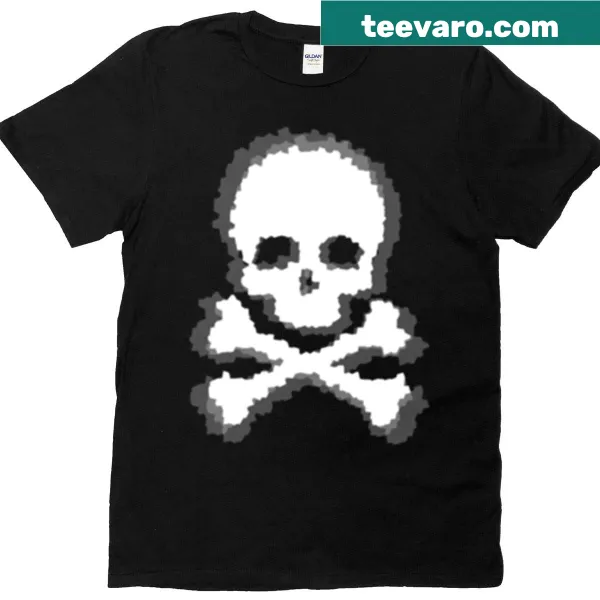 Pirate-themed oversized t-shirt with a pixelated Jolly Roger design
