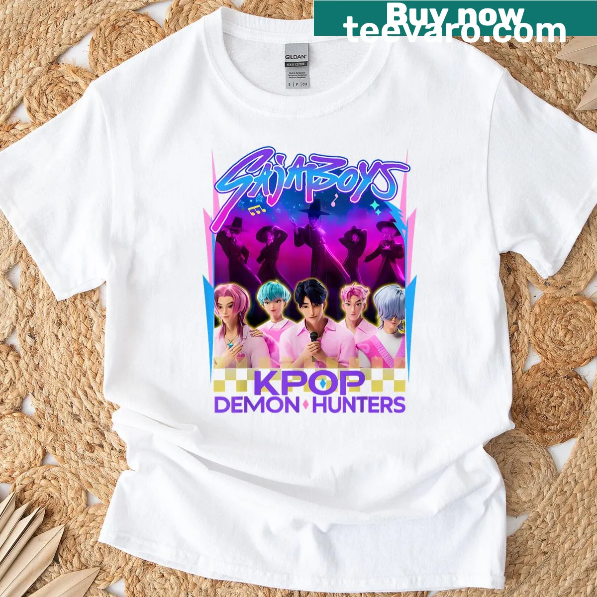 Officially licensed K-pop Saja Boys Team T-shirt — on a men's t-shirt