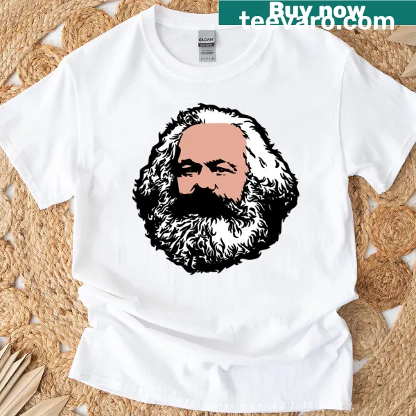 Illustrated portrait T-shirt featuring Karl Marx study.