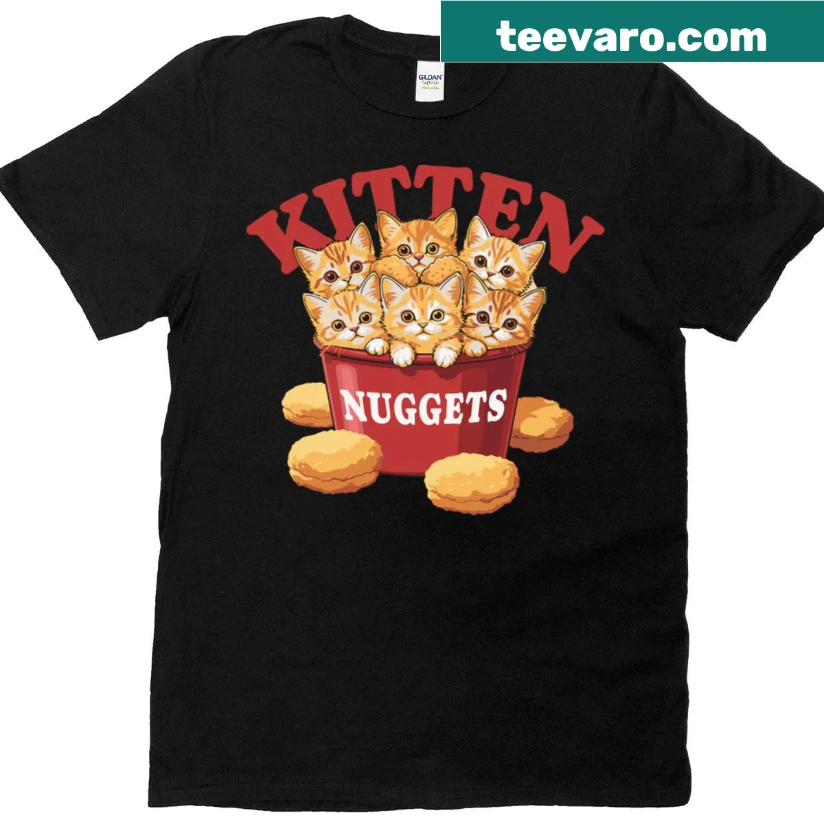 Playful design of kitten nuggets — on a men's t-shirt