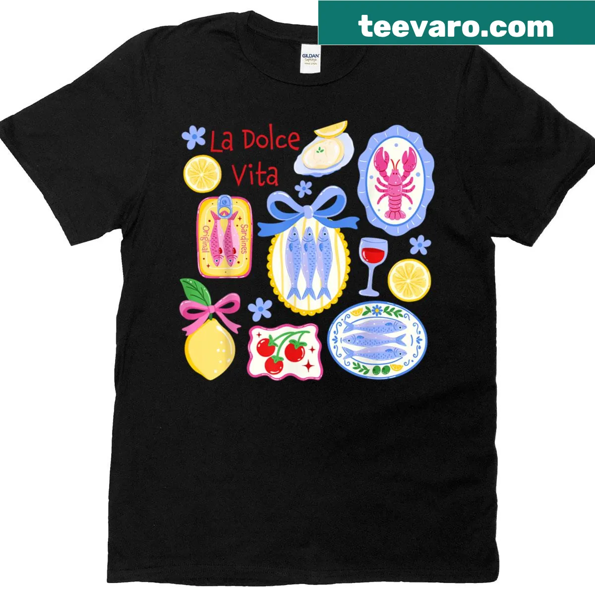 Illustrative T-shirt showcasing the Amalfi Coast and summer vibes. — on a men's t-shirt