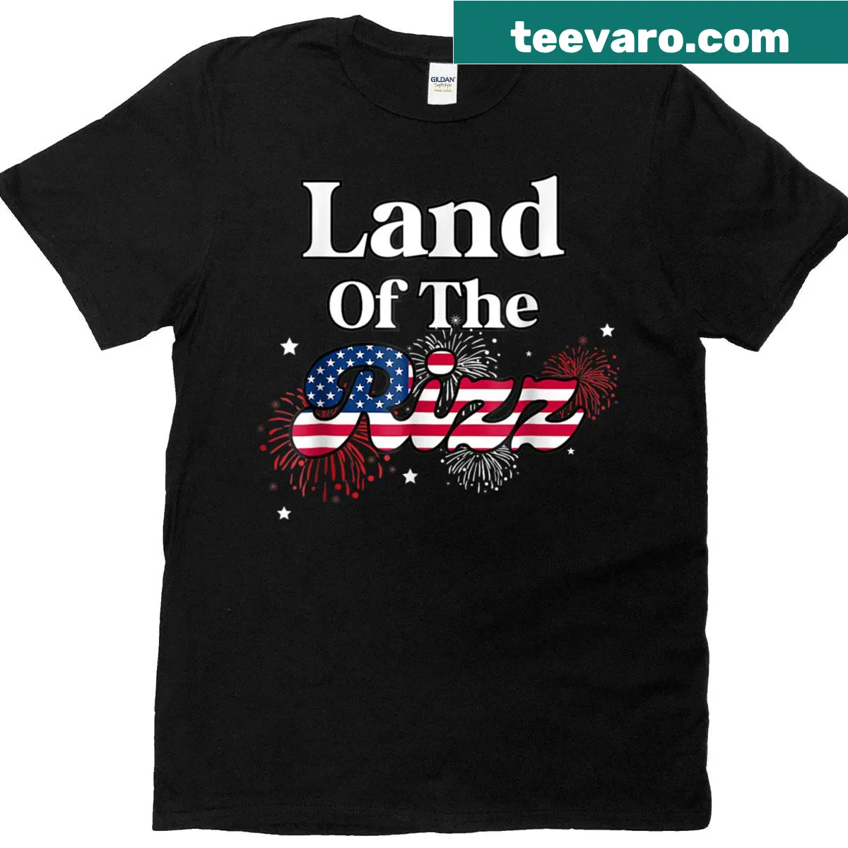 Playful graphic t-shirt celebrating charisma for July 4th — on a men's t-shirt