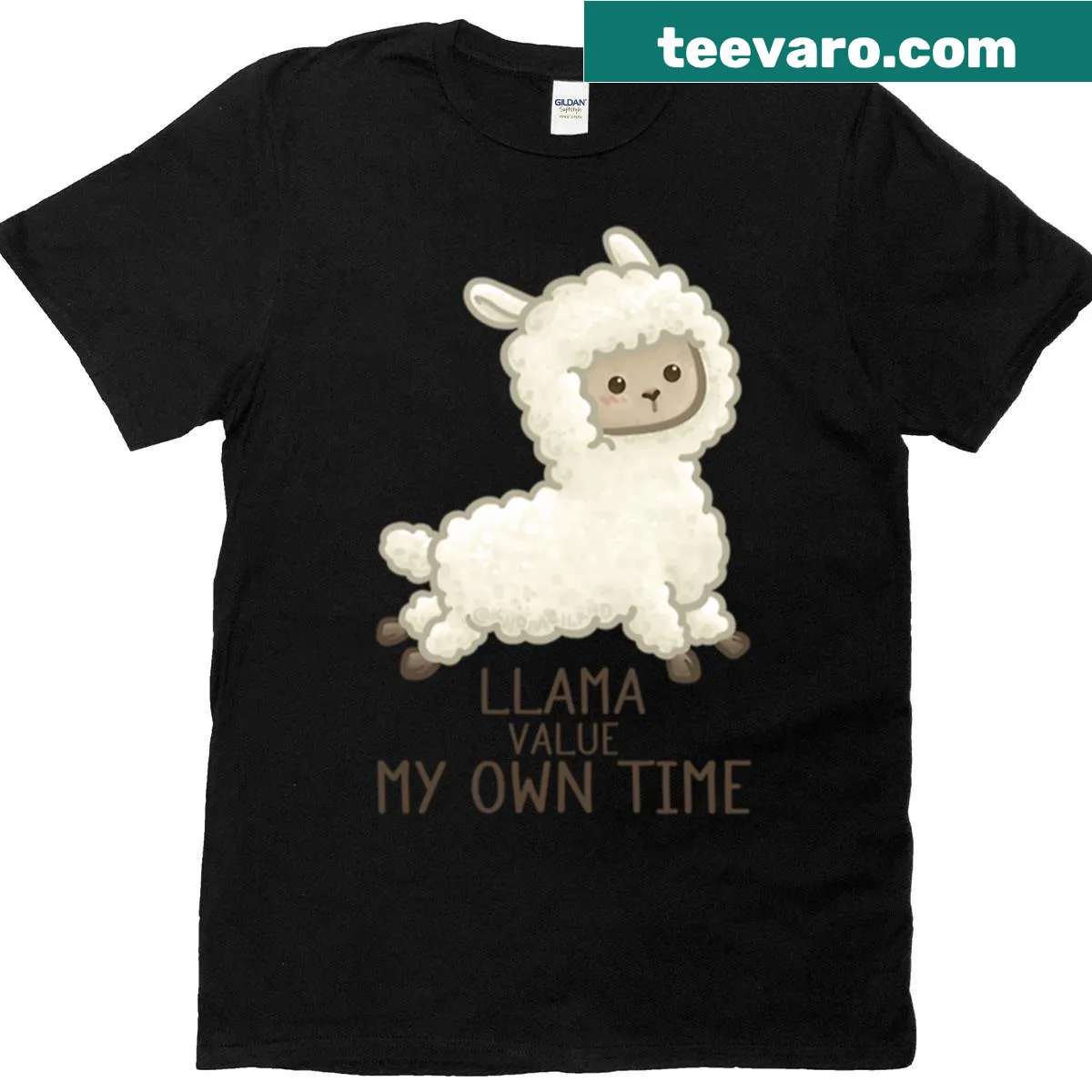 Whimsical llama graphic encouraging self-care on a t-shirt — on a men's t-shirt