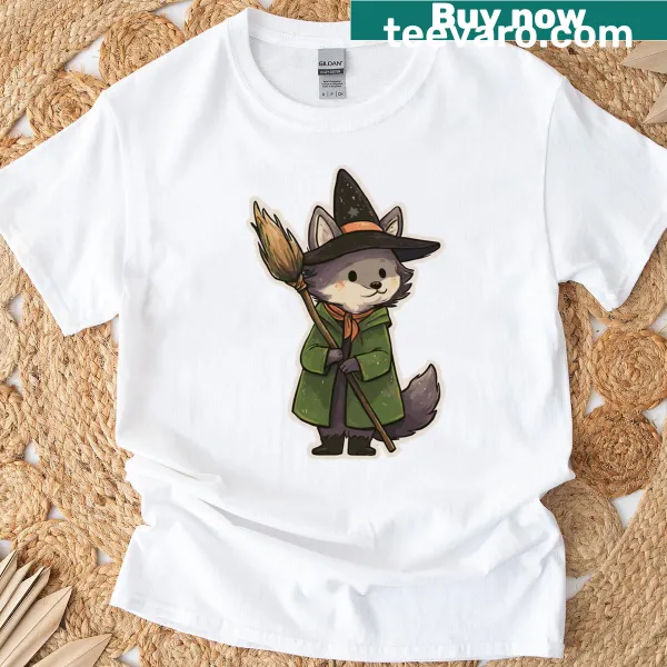 Wolf design with magical elements on t-shirt