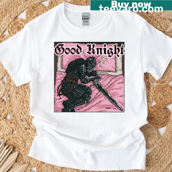 Medieval knight graphic on t-shirt with humorous sleep theme
