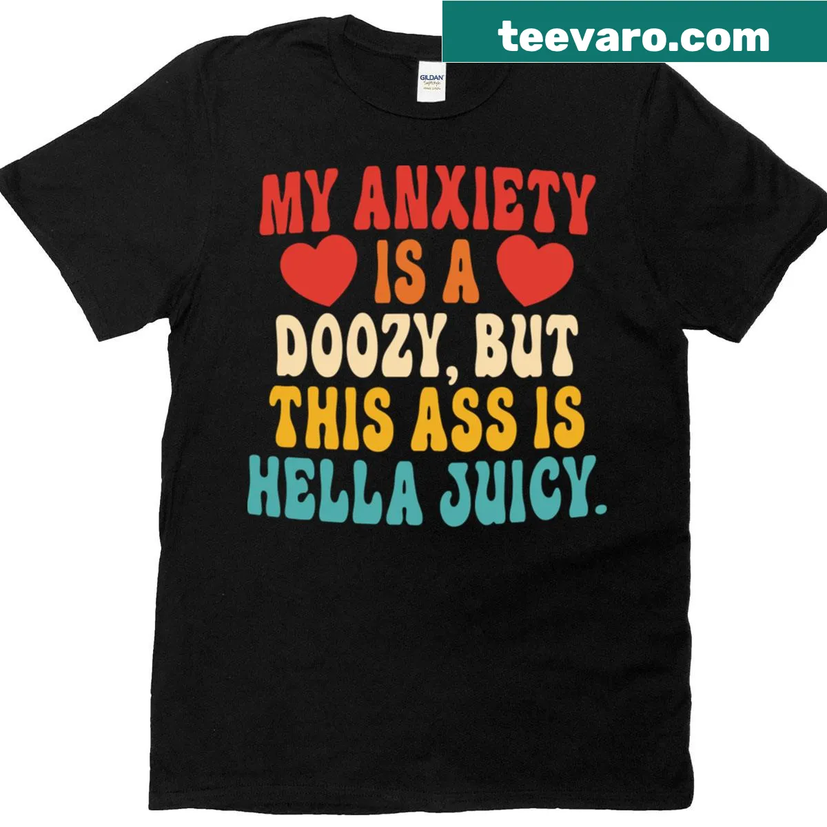 Sarcastic T-shirt with the phrase about anxiety and confidence — on a men's t-shirt