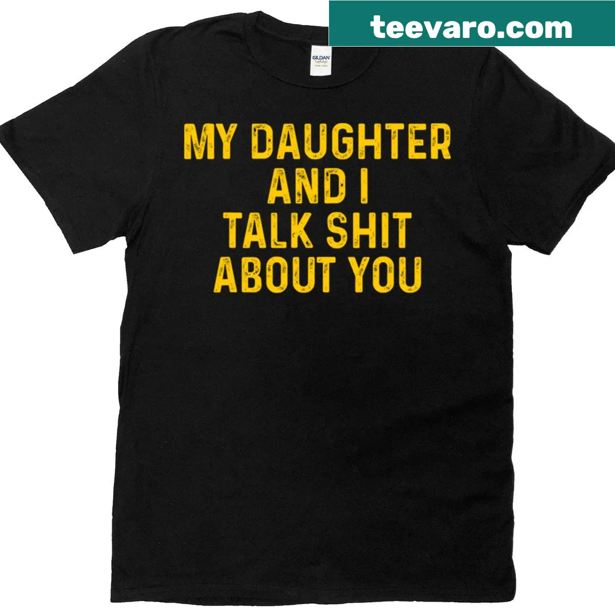 Funny shirt highlighting mother-daughter conversations with fun text — on a men's t-shirt