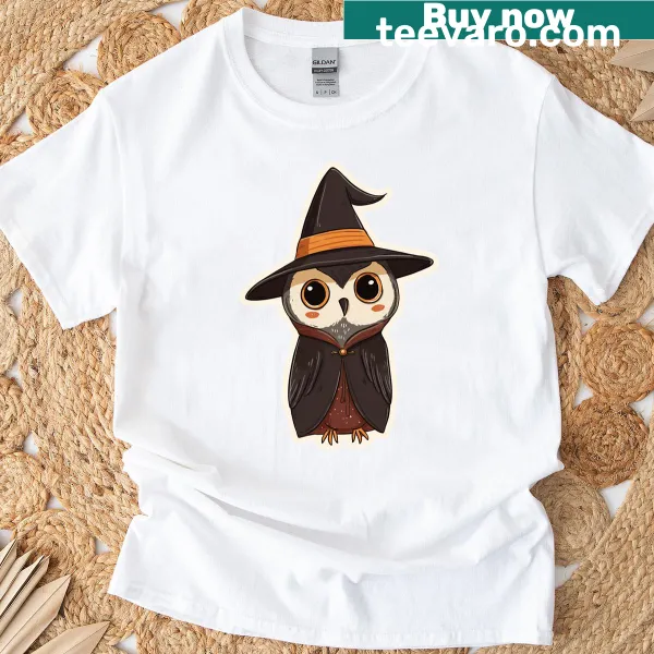 Illustrated mystical owl design on a T-shirt