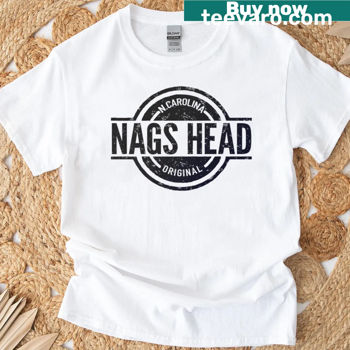 Official Nags Head North Carolina T-shirt with coastal design. — on a men's t-shirt