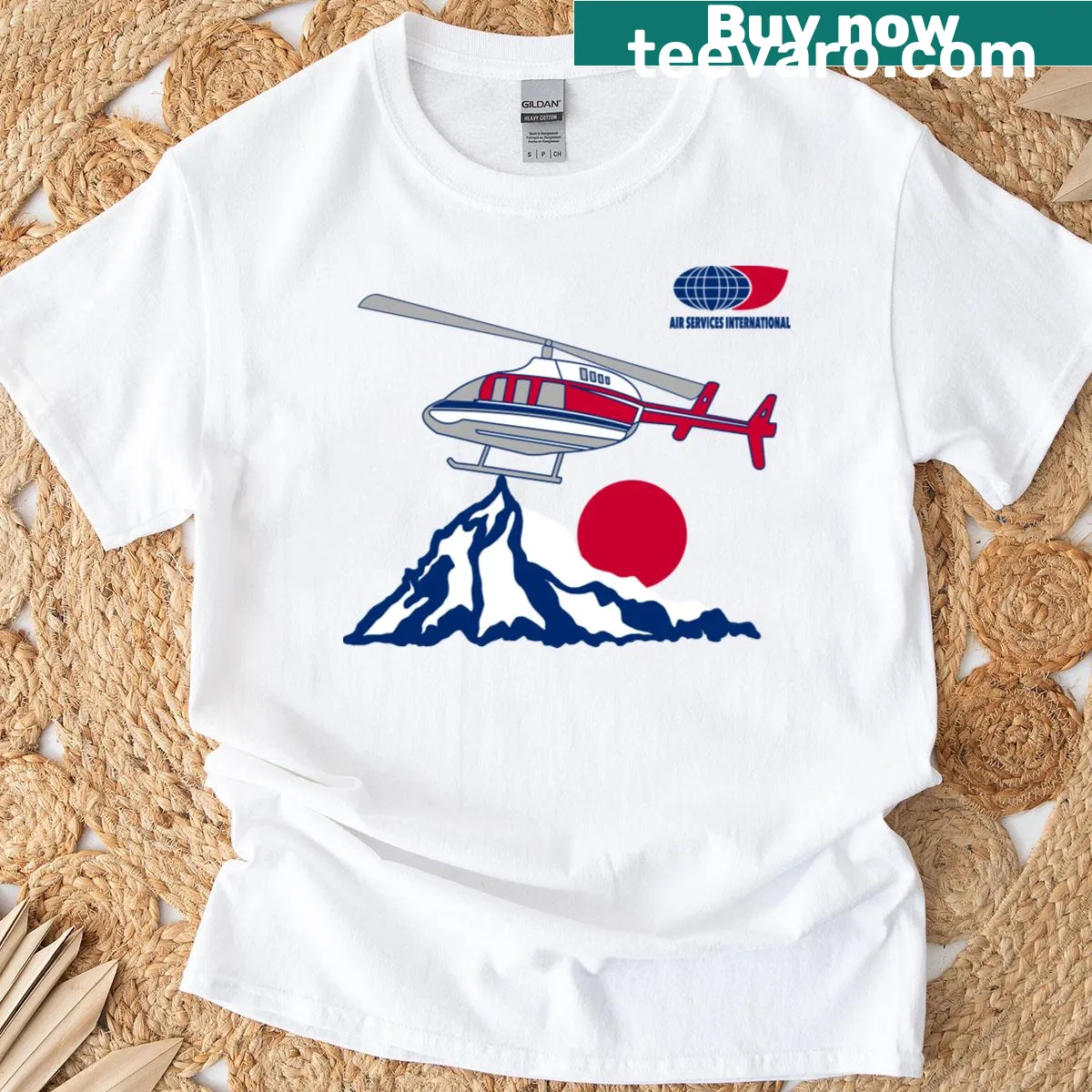Vintage-style design of a helicopter inspired by Napoleon Dynamite. — on a men's t-shirt