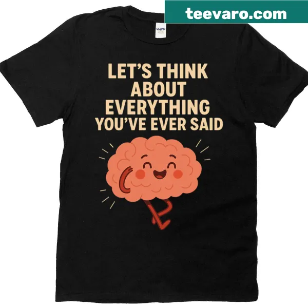 Illustrated brain design with humorous anxiety theme on T-shirt