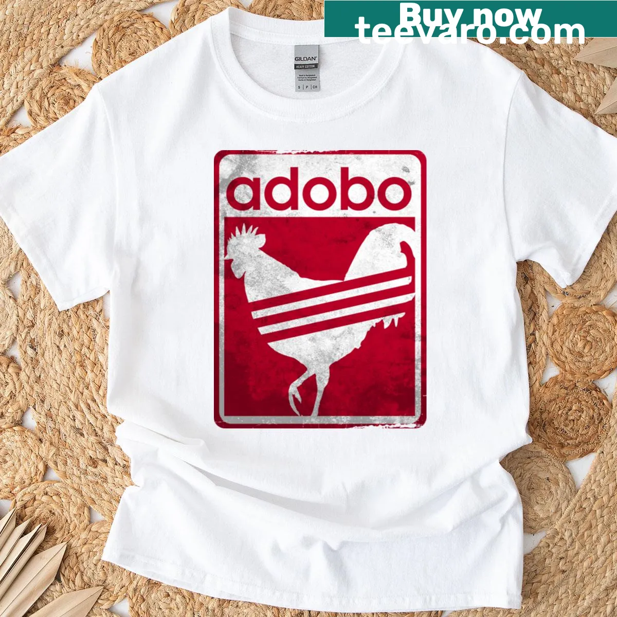 Vintage distressed Chicken Adobo Filipino T-shirt — on a men's t-shirt