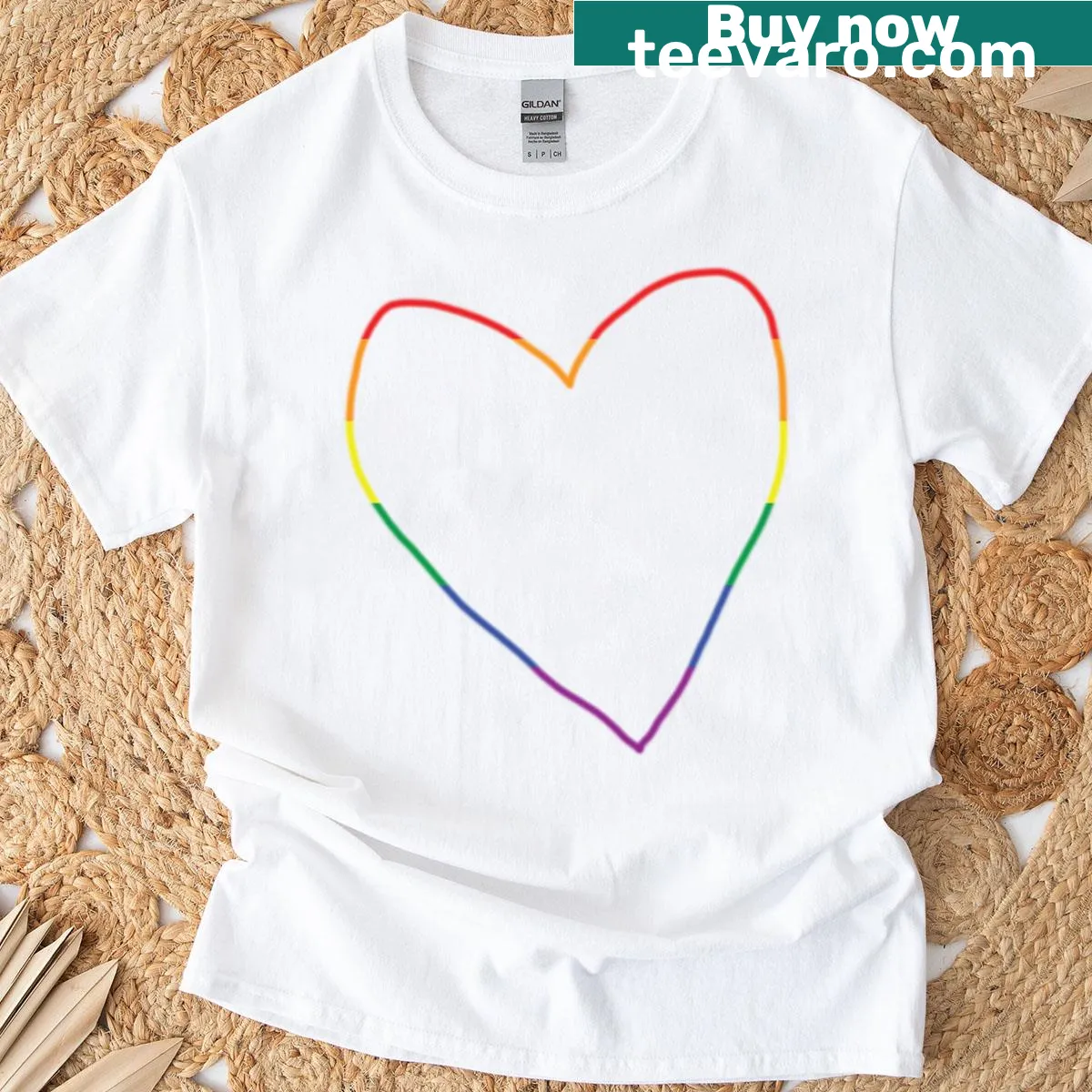 Heart design with pride stripes for Valentine's Day T-shirt — on a men's t-shirt