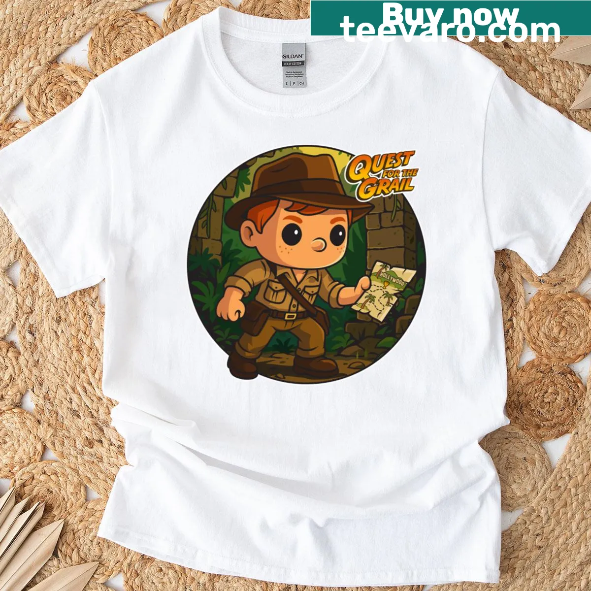 Epic quest graphic on a fantasy-themed T-shirt — on a men's t-shirt
