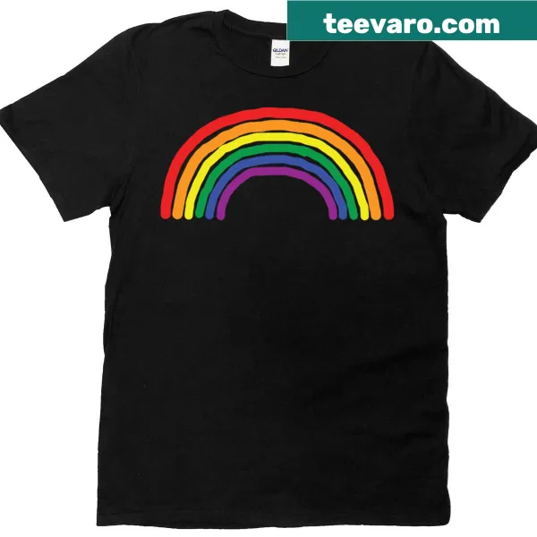 Pride flag-inspired colorful graphic t-shirt