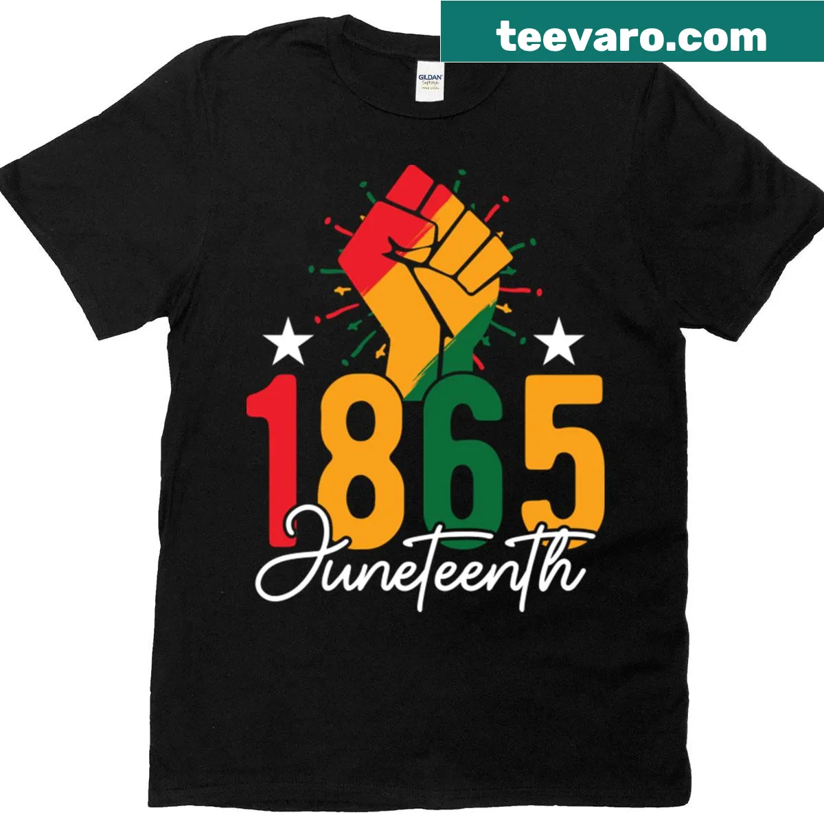 T-shirt with a raised fist symbolizing freedom and unity — on a men's t-shirt