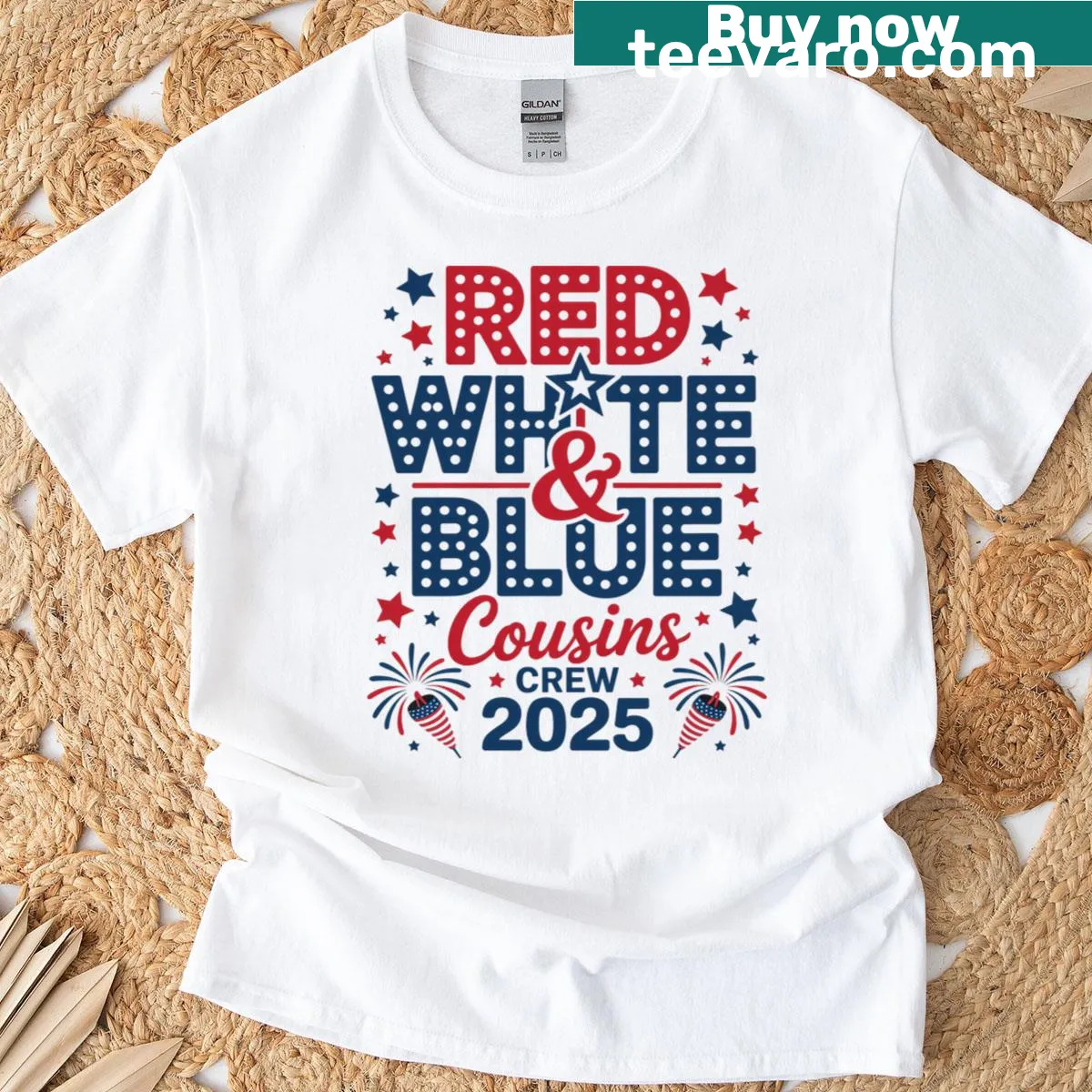 Cousins Crew 2025 typography t-shirt — on a men's t-shirt