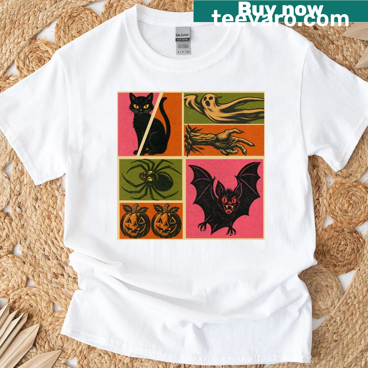 Playful retro horror-themed T-shirt — on a men's t-shirt