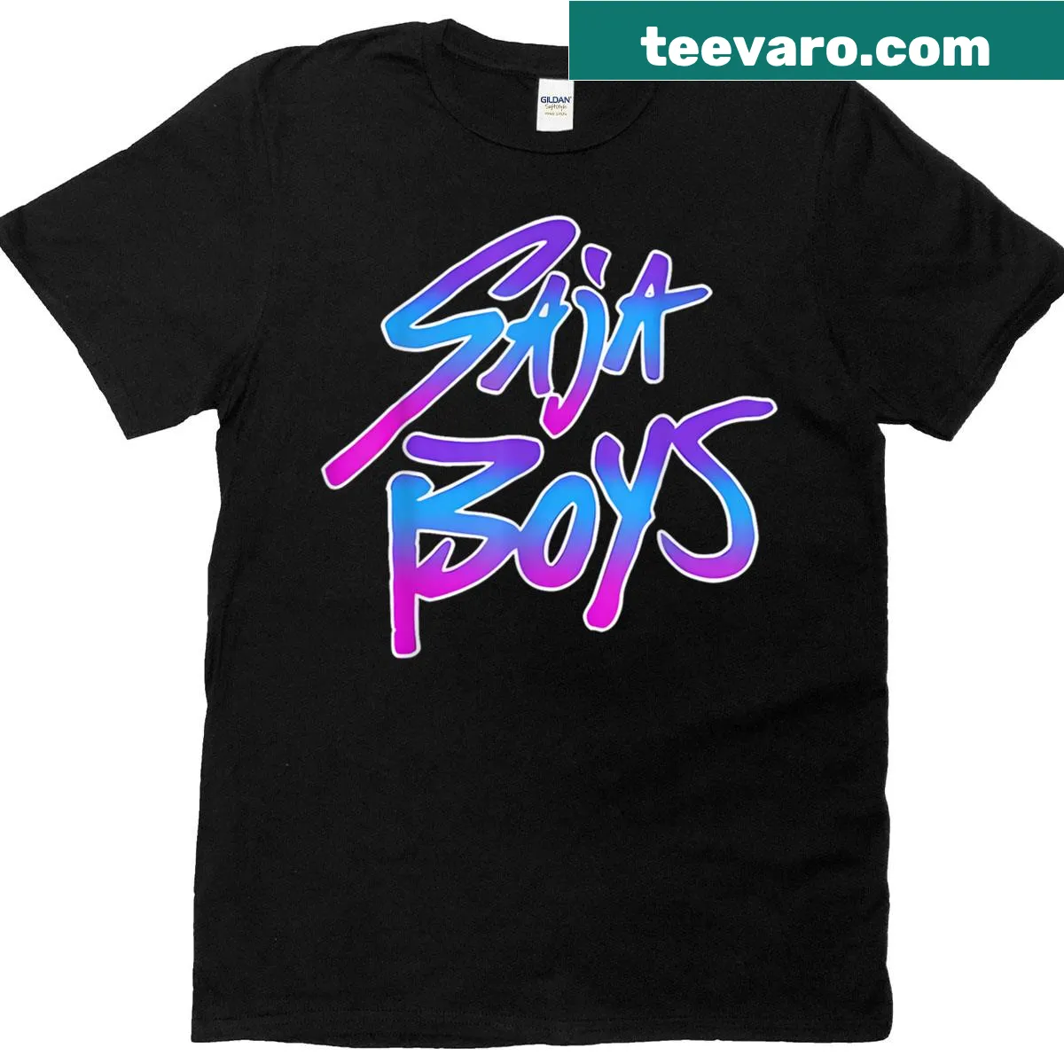 Vintage distressed T-shirt with the name Saja printed — on a men's t-shirt
