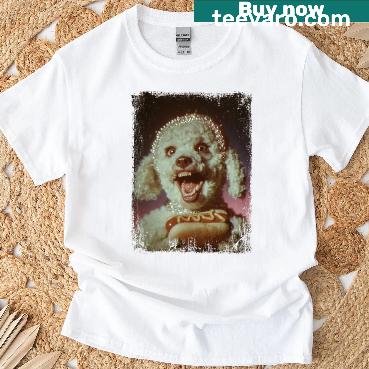 Scary Dog Eating Hot Dog Oversized T-shirt · Teevaro