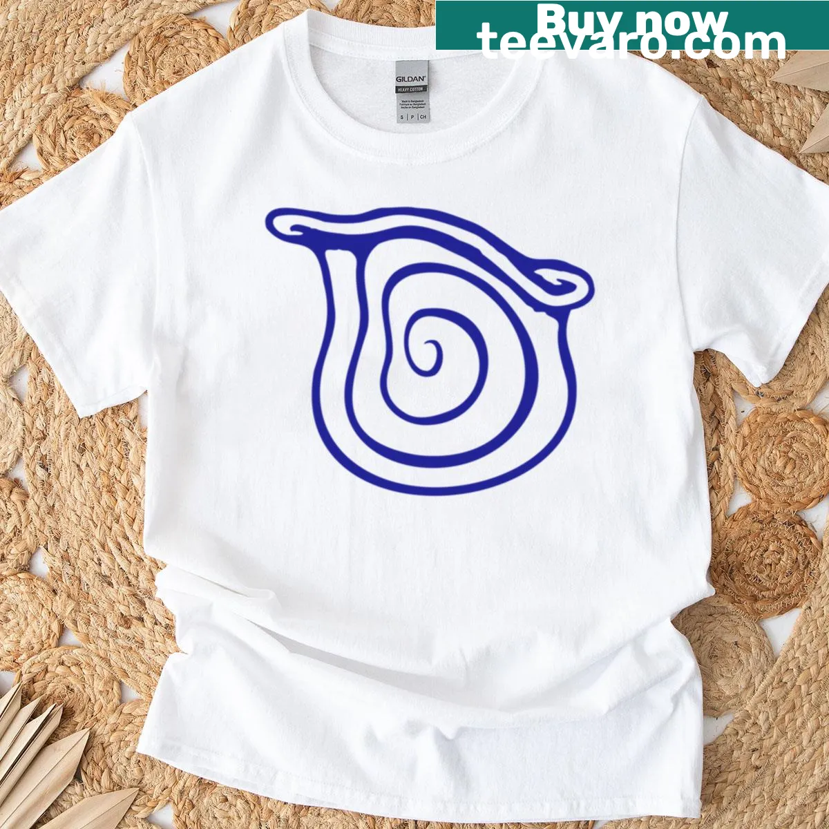 Illustration of a snail hiding in its shell on a t-shirt — on a men's t-shirt