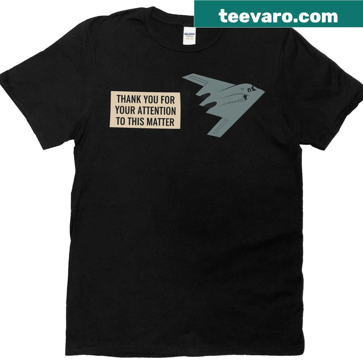 Graphic T-shirt featuring the Northrop B-2 Spirit bomber design — on a men's t-shirt