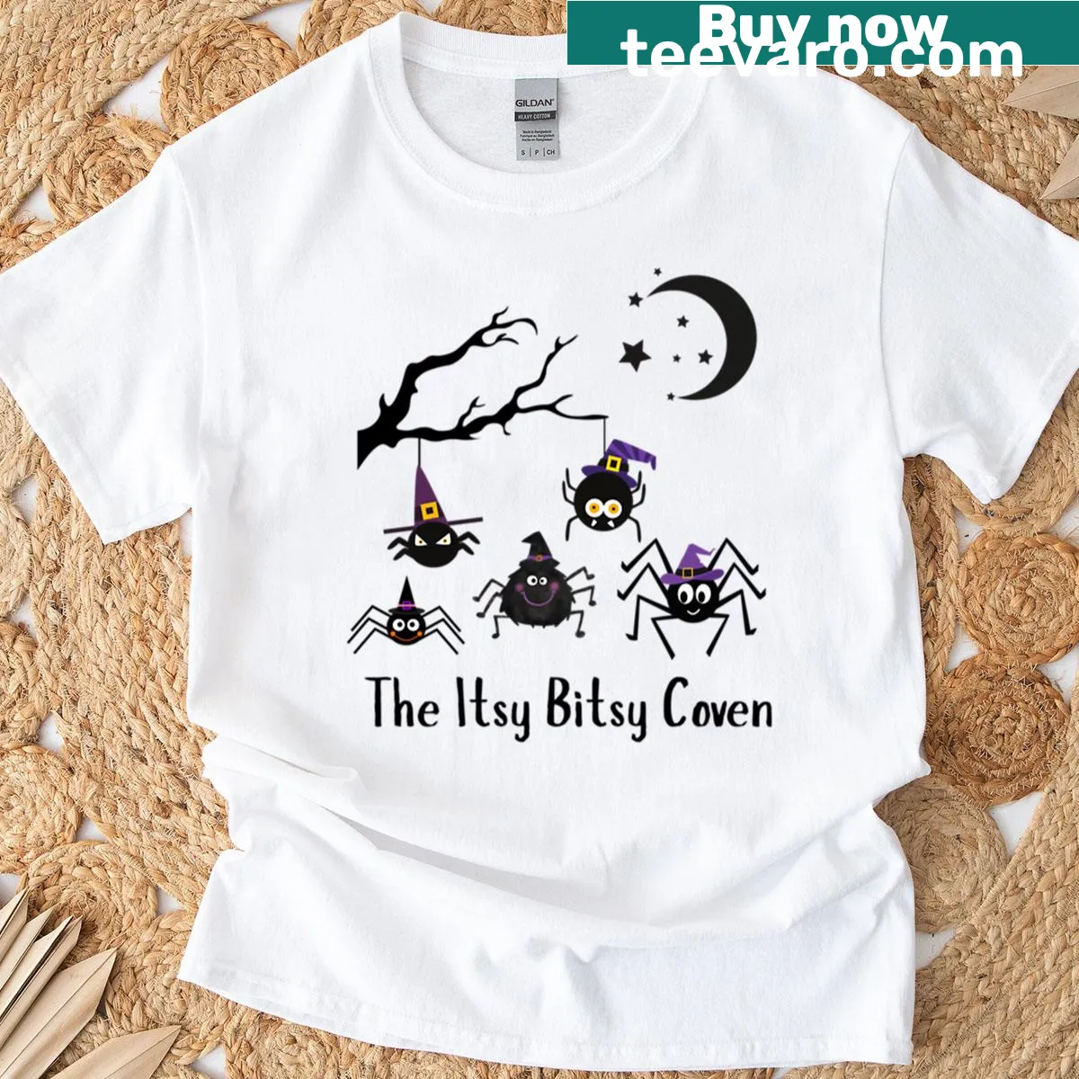 Oversized T-shirt featuring the Itsy Bitsy Coven design — on a men's t-shirt