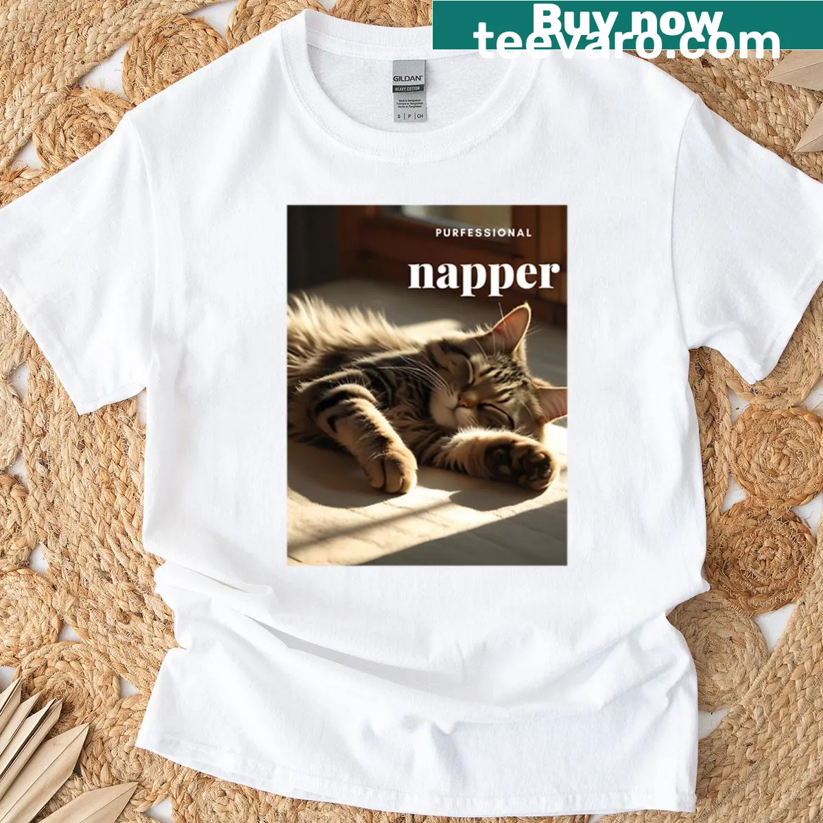 Charming graphic of a cat on The Nepper Cat T-shirt — on a men's t-shirt