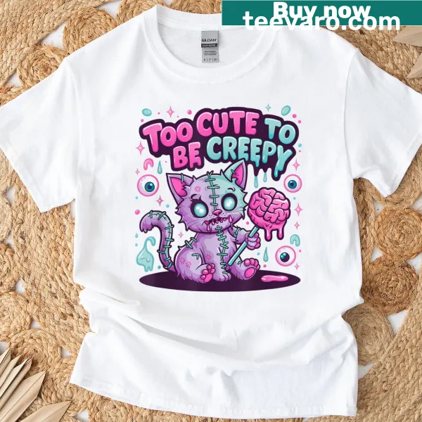 Kawaii kitty in ghost outfit with pastel colors and Boo text.