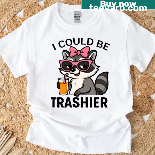 Funny Trash Queen Vibes t-shirt with playful text